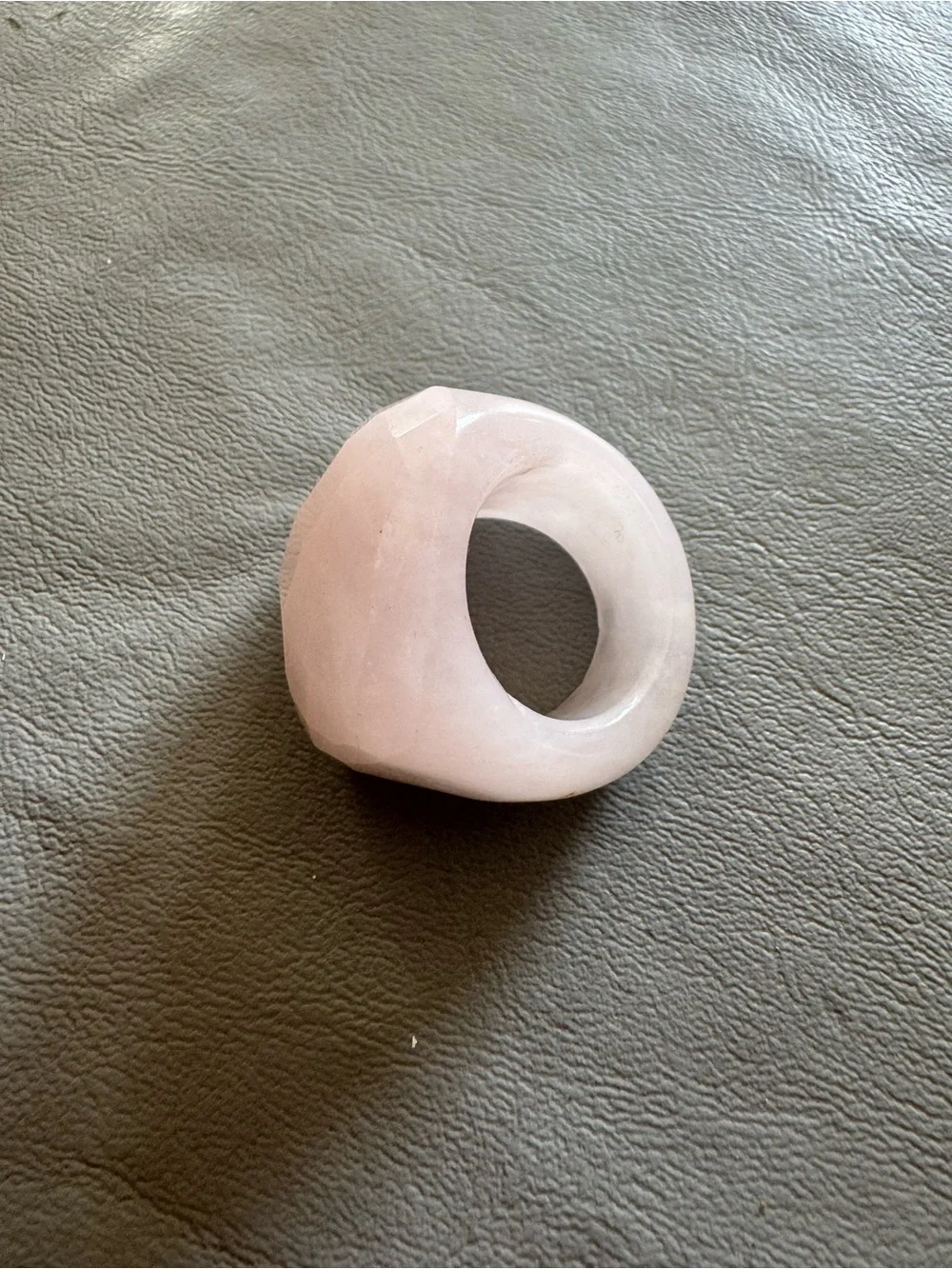 Hand Carved Pink Quartz Ring All Stone Ring. Size 7 (26g)
